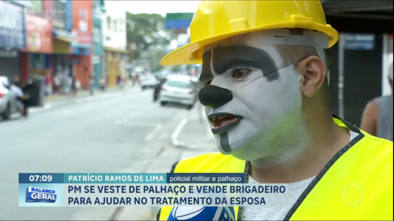 policial-se-veste-de-palhaco-para-vender-brigadeiros-e-pagar-despesas-do-tratamento-de-cancer-da-esposa