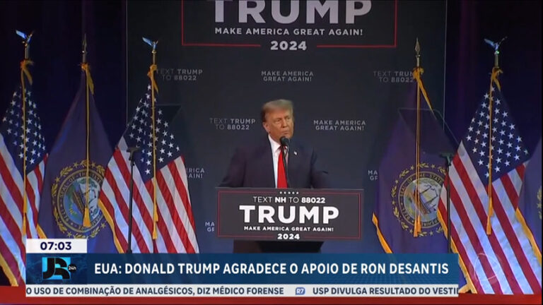 pre-candidato-a-presidencia-dos-eua,-donald-trump-agradece-apoio-de-ron-desantis